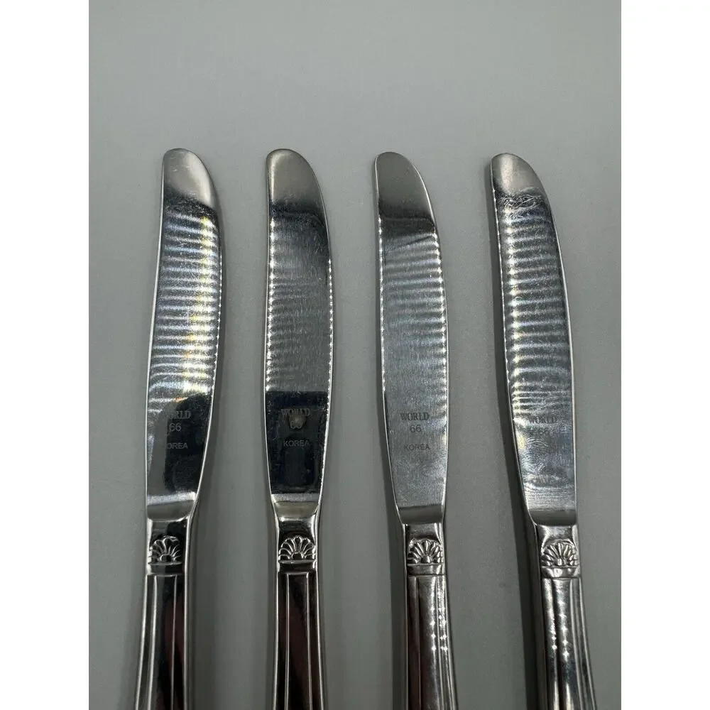 World 66 Butter Knives‎ Shell Pattern Flatware Korea Made Set Of 4